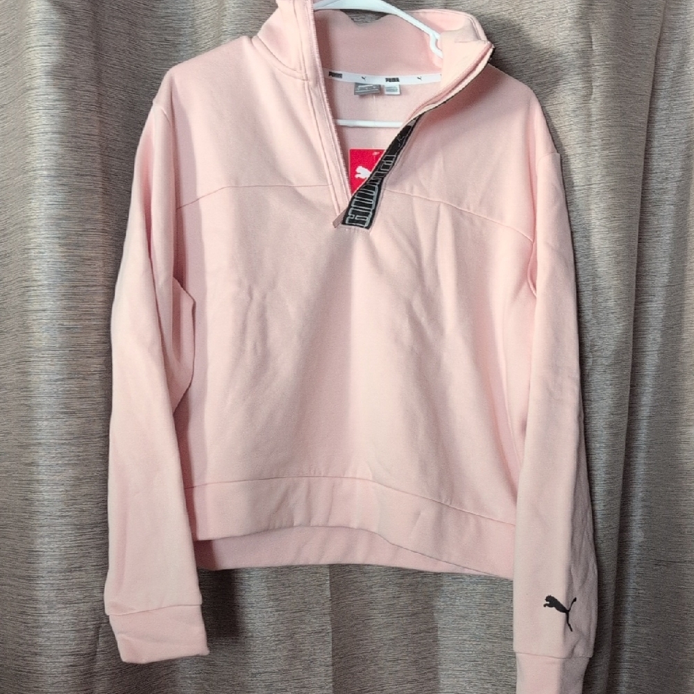 Puma Light Pink Quarter-Zip Hoodie